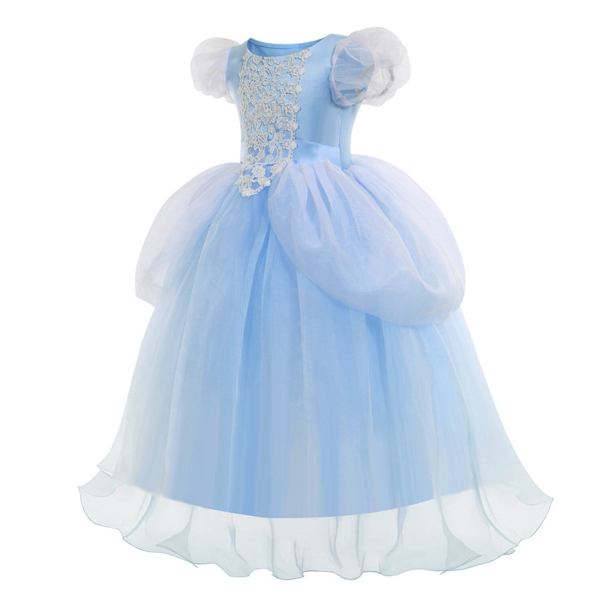 Halloween Costume Blue Princess Dress for Girls Puffy Sleeve Princess Costume