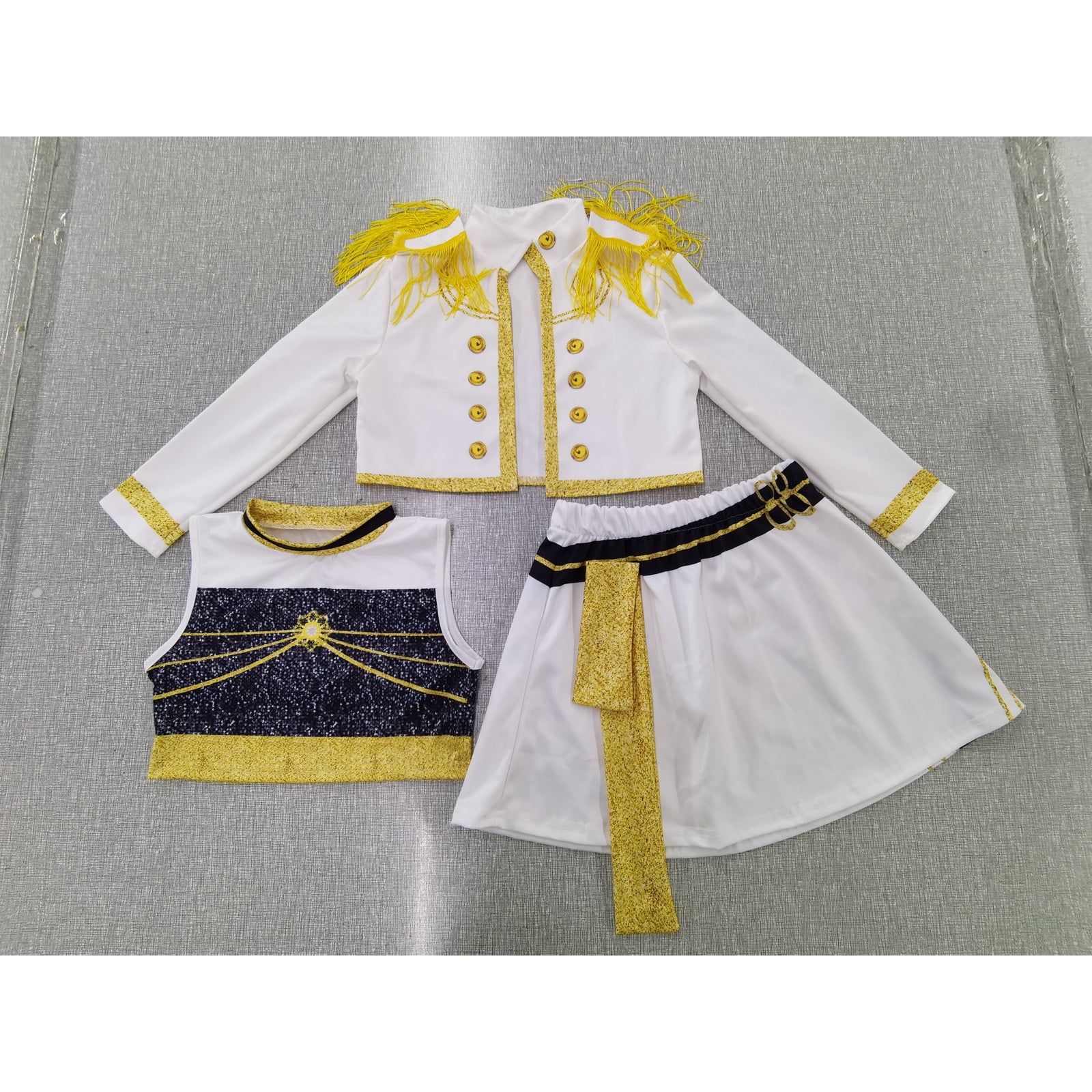 Halloween Costume Pop Star Stage Outfit Pop Idol White Long Sleeve Fringe