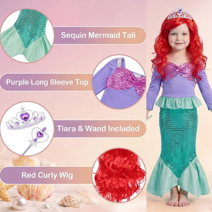 Halloween Costume Jurebecia Little Girl Mermaid Princess Costume Sequins Dress