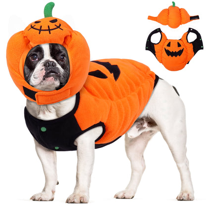 Halloween Costume Dog, Pumpkin Pet Costume, Soft and Cute Halloween Clothes for
