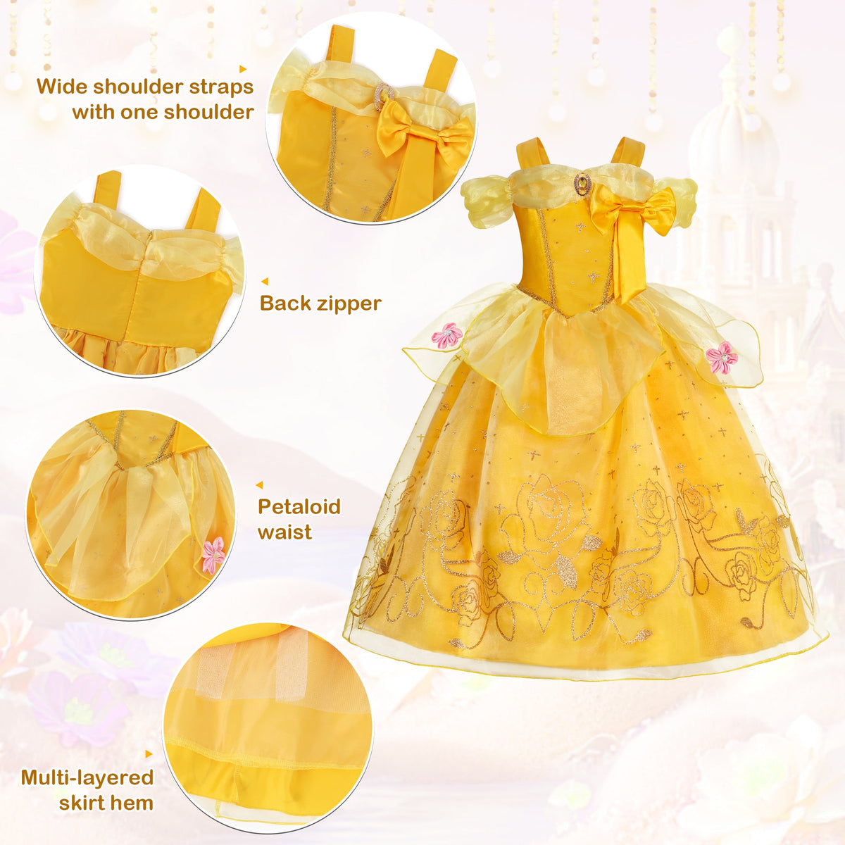 Halloween Costume Jurebecia Princess Dress for Girls Costume Kids Off Shoulder
