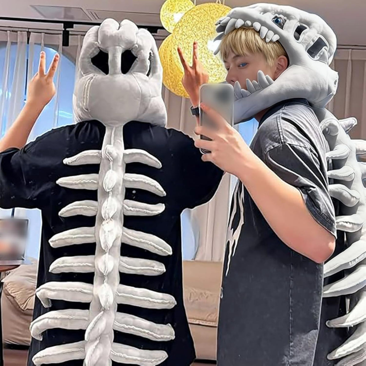 Halloween Costume 3D Plush Dinosaur Skeleton Costume, Realistic Spinosaurus