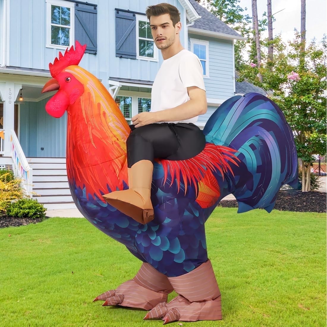 Halloween Costume COMIN 72 inch Inflatable Chicken Costume Rooster Adult Suit