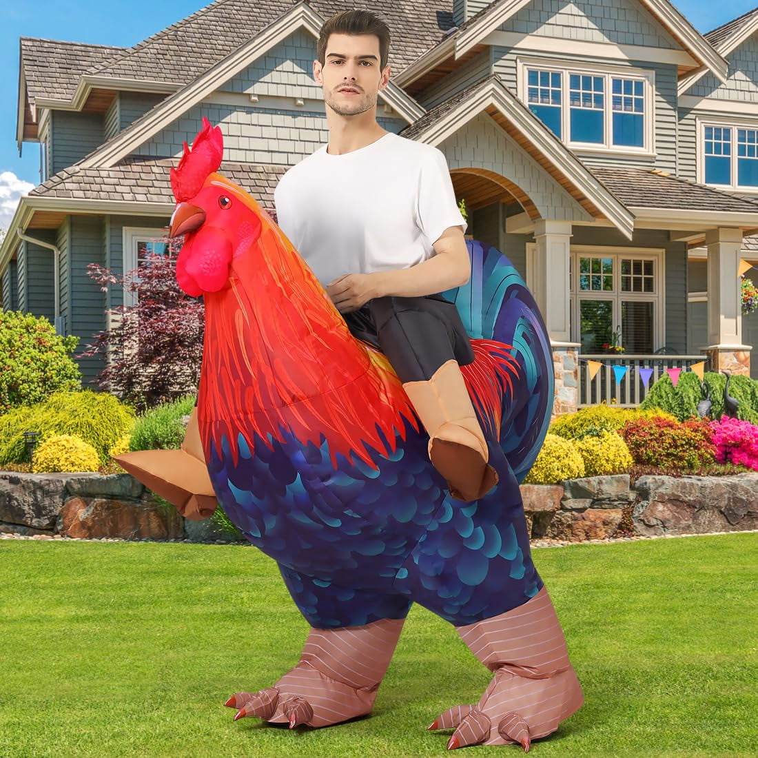 Halloween Costume COMIN 72 inch Inflatable Chicken Costume Rooster Adult Suit