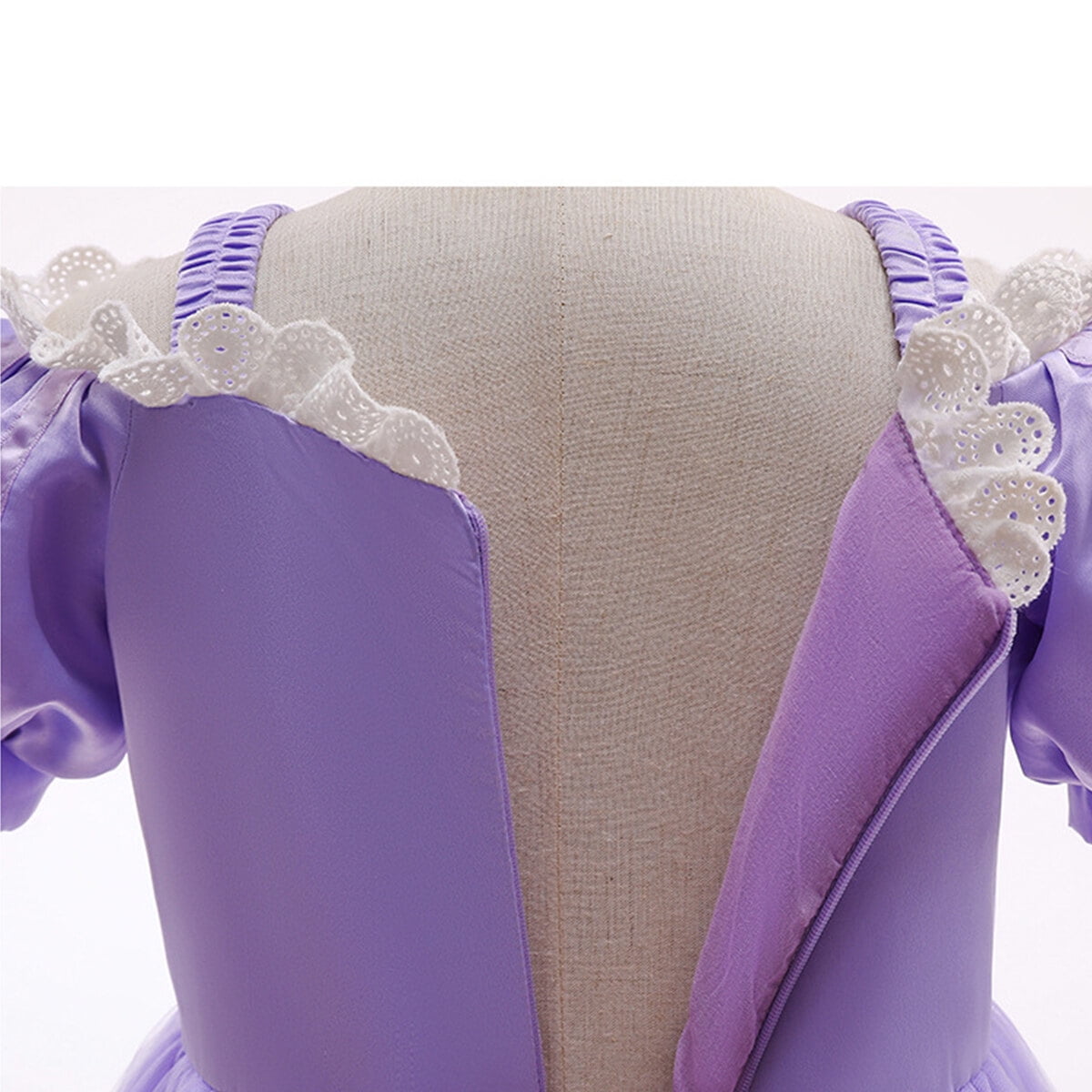 Halloween Costume Princess Dress for Girl Purple Cosplay Puff Sleeve Layerd Dresses