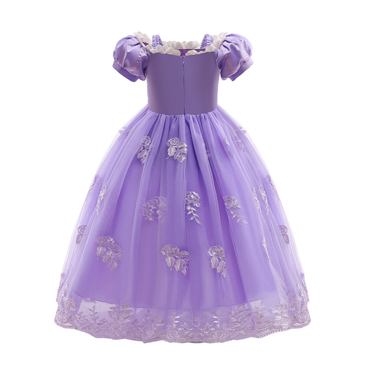 Halloween Costume Princess Dress for Girl Purple Cosplay Puff Sleeve Layerd Dresses