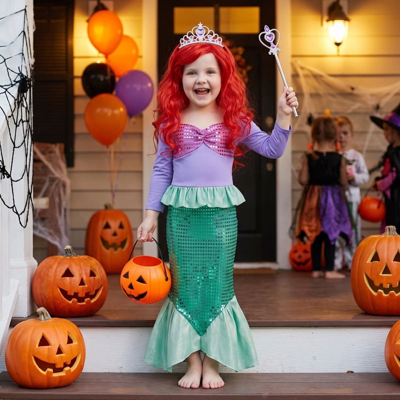 Halloween Costume Jurebecia Little Girl Mermaid Princess Costume Sequins Dress