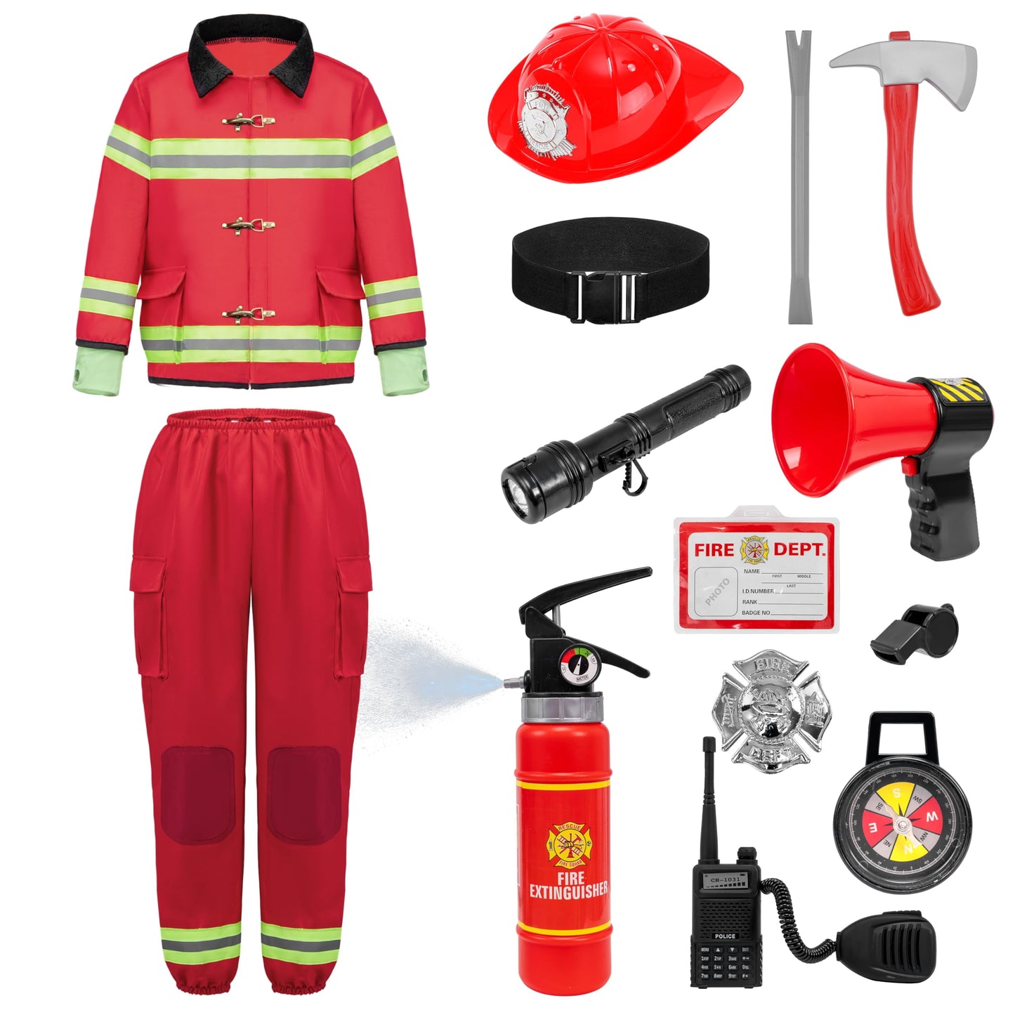 Halloween Costume Halloween Boys Fireman Costume, Firefighter Costume for Kids,