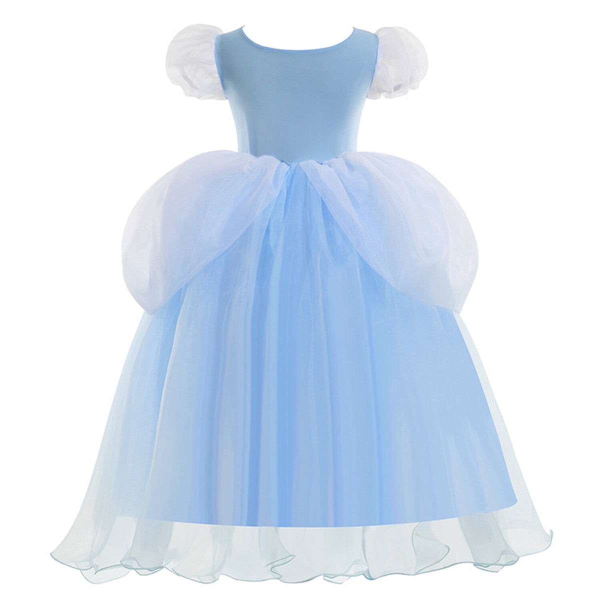 Halloween Costume Blue Princess Dress for Girls Puffy Sleeve Princess Costume