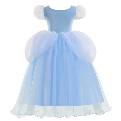 Halloween Costume Blue Princess Dress for Girls Puffy Sleeve Princess Costume