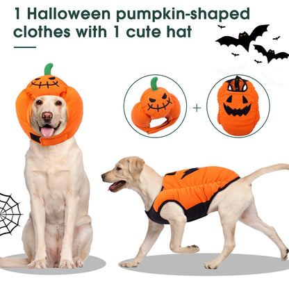 Halloween Costume Dog, Pumpkin Pet Costume, Soft and Cute Halloween Clothes for