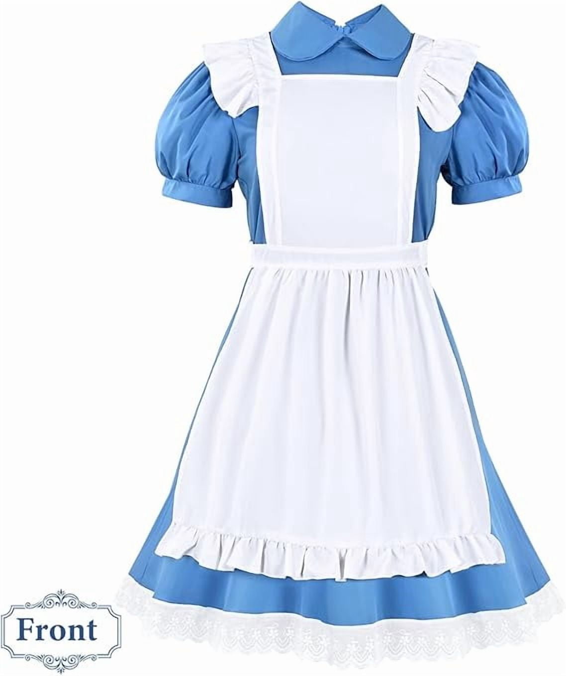 Halloween Costume Women Halloween Blue White Princess Costume Dress With Bow
