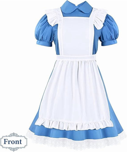 Halloween Costume Women Halloween Blue White Princess Costume Dress With Bow